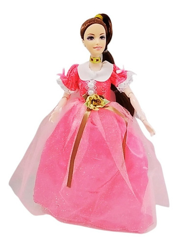 Royalty Muñeca Articulada 30cm Con Accesorios Vestido Rosa F