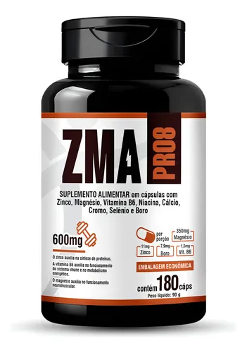 ZMA Pro8 180 Cápsulas Floral Ervas do Brasil Magnésio Zinco B6 Cr...