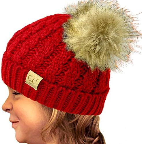 Gorro Grueso Y Elástico Con Pompón Para Niños De 2 A 5 Años