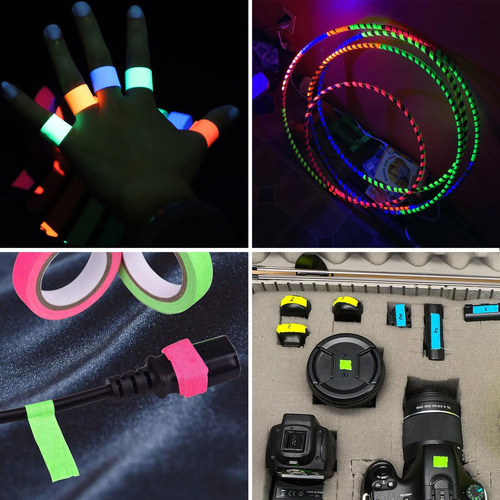 A 5 Pcs Cinta Adhesiva Fluorescente 1,3 Cm X5m Color Neón