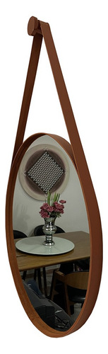Espelho Adnet Redondo Decorativo Com Alça 60cm Completo Moldura Caramelo
