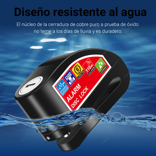 Alarma Motocicleta Impermeable Bloqueo Freno Disco Candado Color Negro