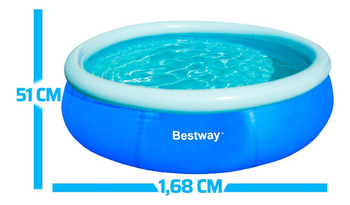 Piscina Inflável Fast Set 1.000l 1,68m X 51cm Bestway Cor Azul