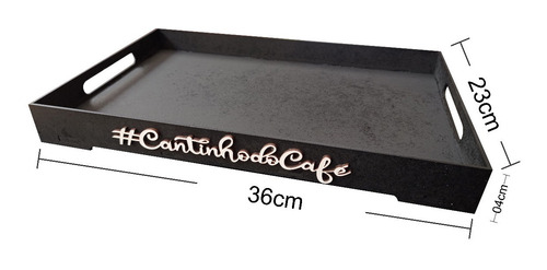 Imagem 2 de 4 de Bandeja Cantinho Do Café Mdf Decoração Presente Preto Fosco