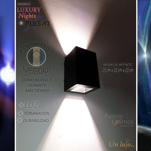 Imagen 6 de 10 de Aplique Pared Exterior Bidireccional Potente Led 10w Pack X2