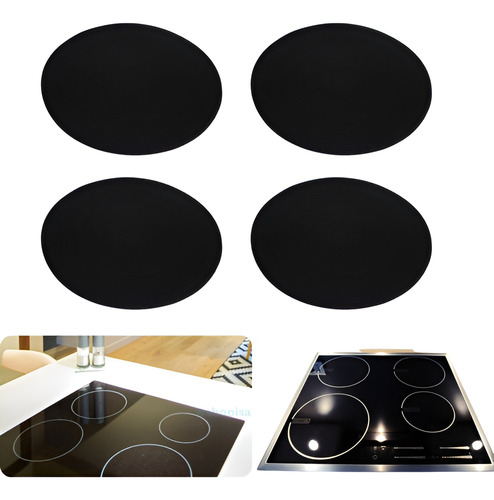 Kit 8 Un Protetor De Fogão Indução Silicone Redondo Preto