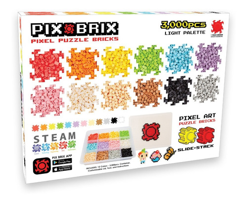 Contenedor 3.000 Piezas, 12 Colores Pix Brix | Blasterchile