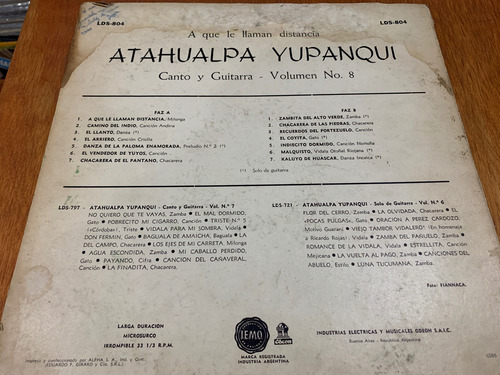 Vinilo Atahualpa Yupanqui Volumen 8 A Qué Llaman Che Discos (Usado)