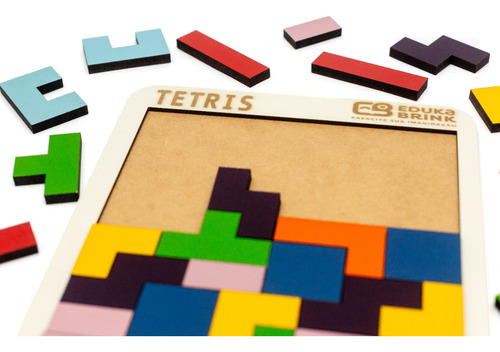 Brinquedo Educativo Jogo Tetris Madeira Combinação De Peças