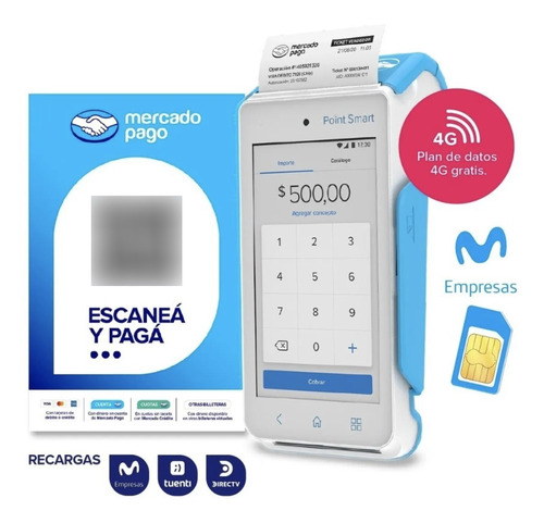 Mercadopago Point Smart Chip 4gb Celular + Impresora Posnet