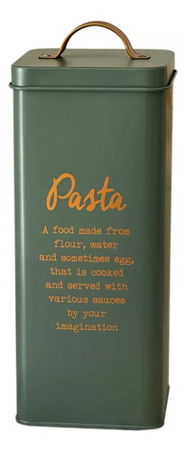Lata Para Fideos Deco Pastas Verde Manija Bronce 27cm Carol Color Verde Musgo