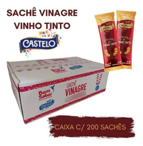 Vinagre Em SachĂȘ Bom Sabor Castelo Caixa Com 200 Un De 4ml