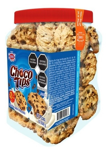 Choco Tips Vitrolero 550g - Galletas Dondé