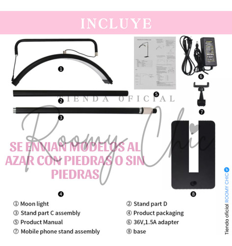 Lampara Led Pestañas Blanco Para Estética De Media Luna