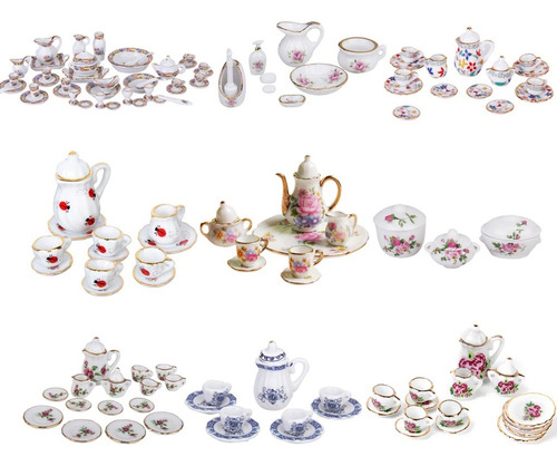 . Juego De Tazas For Té Y Café Dollhouse En Miniatura Con