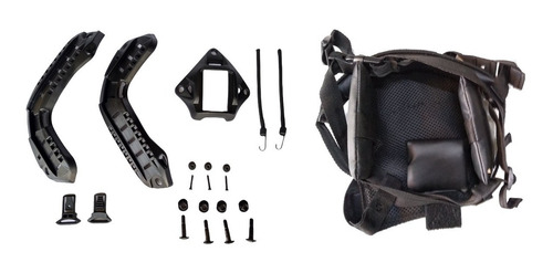 Imagen 1 de 8 de Kit Para Casco Balistico Arnes Tipo Araña Y Rieles Tacticos