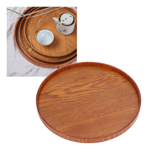 Bandeja De Madera Redonda, Duradera, Simple Y Elegante