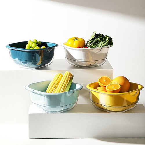 Cesto De Lavagem De Vegetais Para Frutas, Saladas E Branco