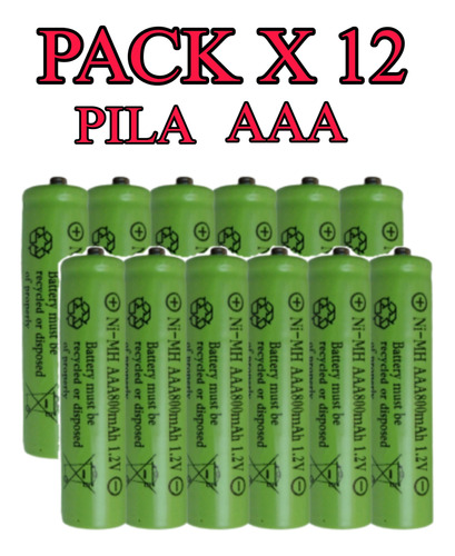 Pilas Solares Aaa - Recargables Pack 12 Unid De Calidad