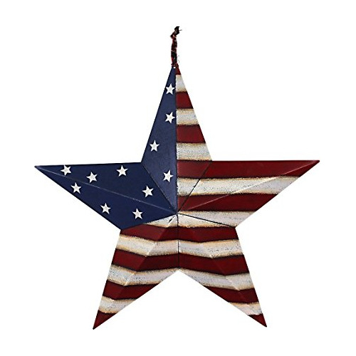 Metal American Flag Barn Star Decor Patriótico Montado...