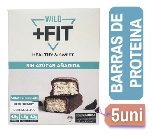 Barra Wild +fit Suplemento Chocolate Coco - 5 Unidades