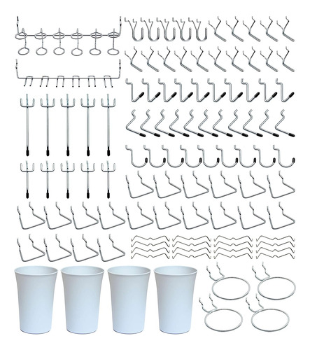Juego De Ganchos Para Tablero Panel Perforado 130 Piezas