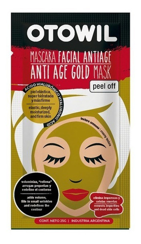 Imagen 6 de 6 de Mascara Facial Gold Mask C/ Acido Hialuronico Otowil Cajax24