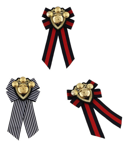 3x Corbata De Camisa Con Lazo For Mujer, Corbata De Rayas
