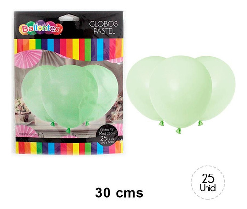Pack 50 Globo Liso Pastel Cumpleaños Macaron Surtido 30cm R9 Color Verde