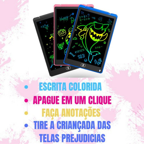 Lousa Digital 12 Polegadas Lcd Infantil P/escrever Escrita Colorida Cor Rosa Win Castle