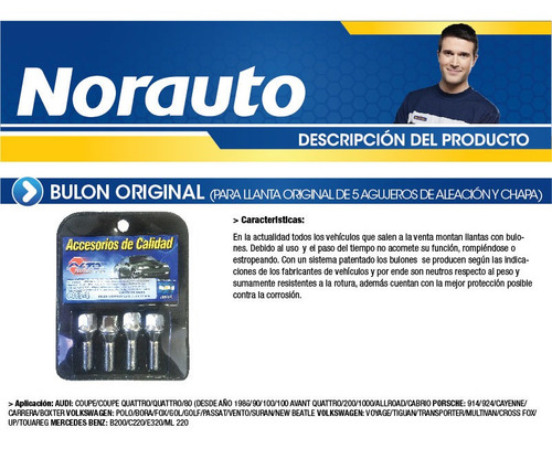 Imagen 2 de 4 de Bulon Original Audi-golf-bora-suran (od12)