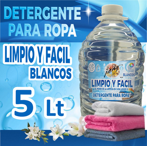Detergente Liquido Limpio Y Facil Blancos 5 Litros Plim33t5