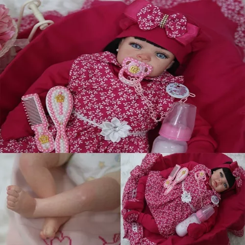 Roupa para boneca bebê reborn (52cm) - conjunto rosa