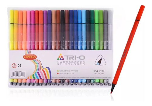 Marcadores Finos De Colores Omega Trio X24 