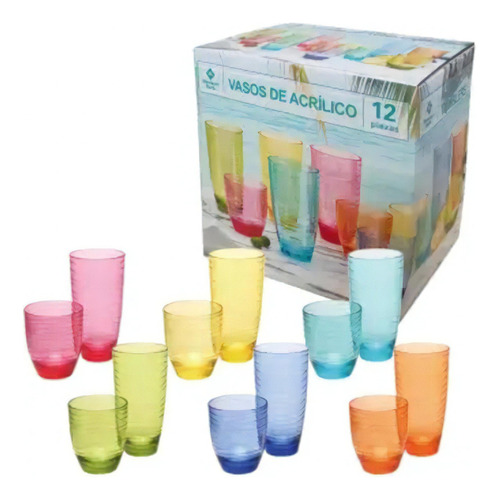 Vasos Acrílico De Colores Dos Tamaños Apto Lavavajillas Color rosa,amarillo,verde,azul,naranja