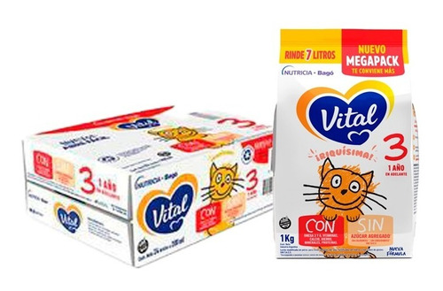 Vital 3 Leche Maternizada Brick 200ml X24un + Pouch X1kg