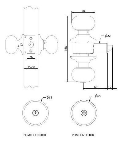 Imagen 3 de 9 de Cerradura Cilíndrica Odis 206 Dormitorio - Linea 206