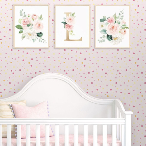 Papel De Parede Adesivo Decoração Bolinha Rosa Quarto Menina