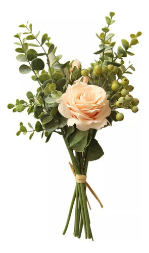 . Buquê De Rosas Artificiais Com Folhas Para Casamentos