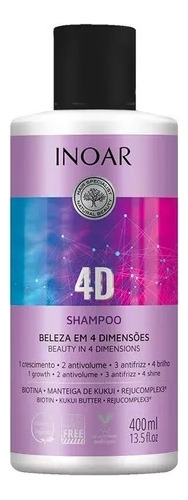 Shampoo 4d Restautracion Inoar 400ml Vegano En 4 Dimensiones