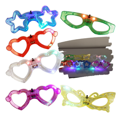 20 Lentes Luminosos Luz Led Batucada Fiesta Mayoreo Color Diseño Lentes Con Luz