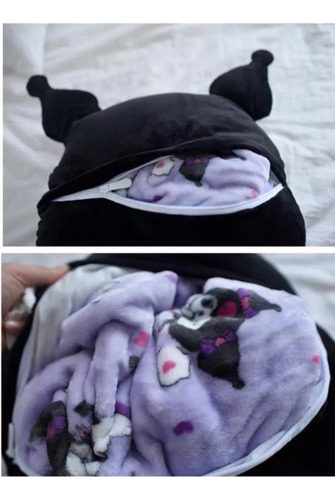 Almohada Con Manta 3 En 1 Kuromi 30x40 Cm En Bolsa Regalo Negro Kuromi