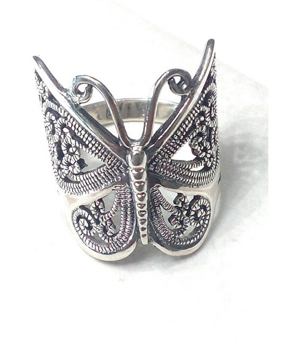 Anillo Con Mariposa Grande En Plata 925