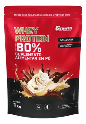 Suplemento em pó Growth Supplements Whey Protein Concentrado sabor Capuccino 1 kg