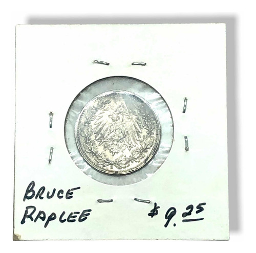 Moneda Plata Alemania Imperial 1/2 Marco Año 1919-e Ley .900 (Usado)