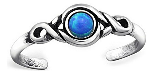 Anillo Para Pie - Toe Ring Plata De Ley 925 Simulated Opal B