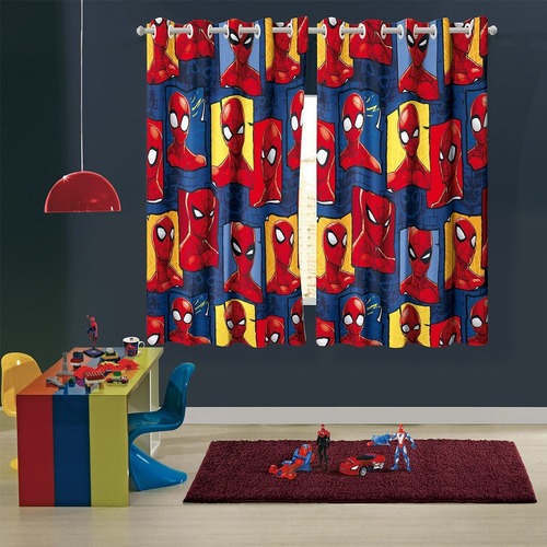 Imagem 2 de 3 de Cortina + Colcha Dupla Face Spider Man Homem Aranha Lepper