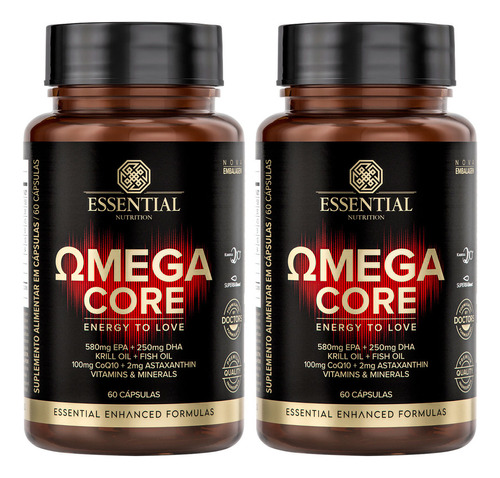 Kit 2x Omega Core Essential Nutrition 60 Cápsulas
