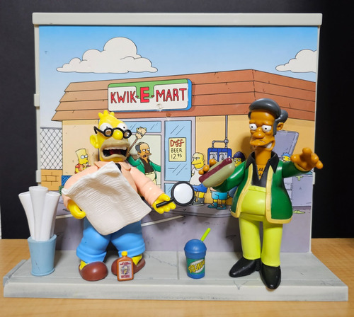 Los Simpsons Diorama Playmates - Abuelo Simpson Y Apu
