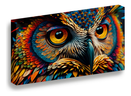 Cuadro Lienzo Canvas Buho Plumas Multicolor Estudio 90*150cm